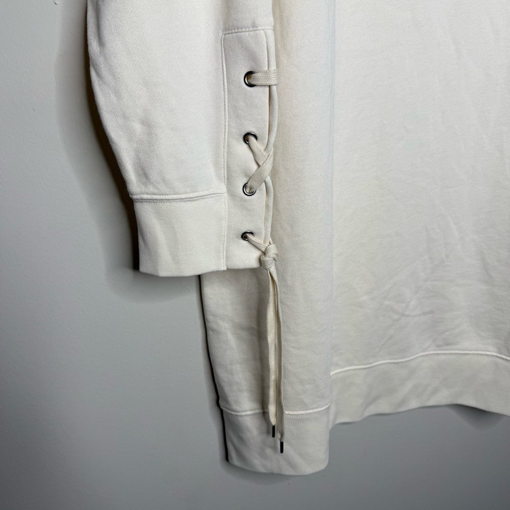 Gap color-block long-sleeve sweatshirt dress with lace-up sleeve details - Picture 4 of 9